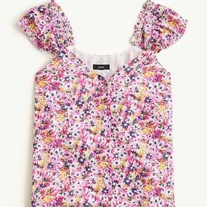 J.Crew Cap-sleeve crinkle chiffon top in floral fields